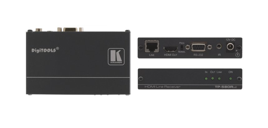 Kramer Electronics TP-580RXR extensor audio/video Receptor AV Negro