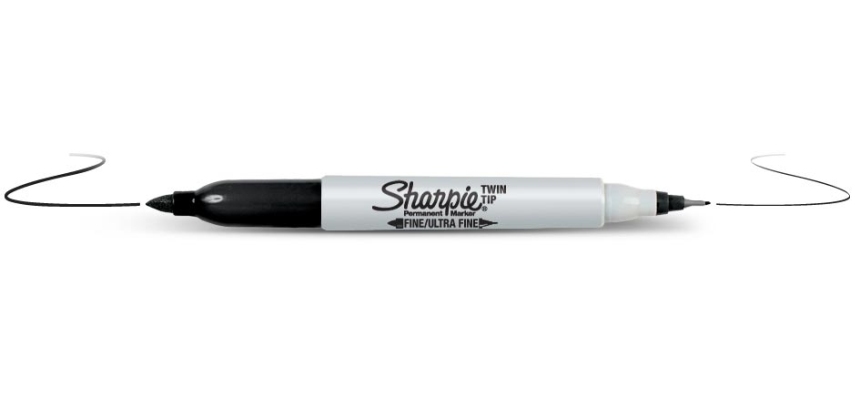Marqueur permanent Twin Tip à pointe double 0,9/0,5mm. Coloris noir