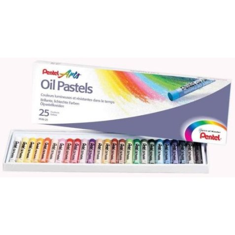 Boîte de 25 pastels à l'huile diamètre 8 mm, couleurs assorties