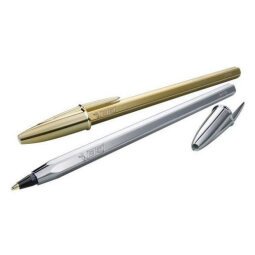 Stylo bille Cristal Original Shine. Pointe Moyenne (1,0 mm) - Encre Noire et Corps Argent