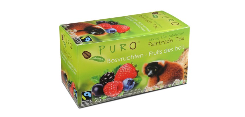 Boîte de 25 sachets de thé Fruits des bois enveloppés Fairtrade Tea