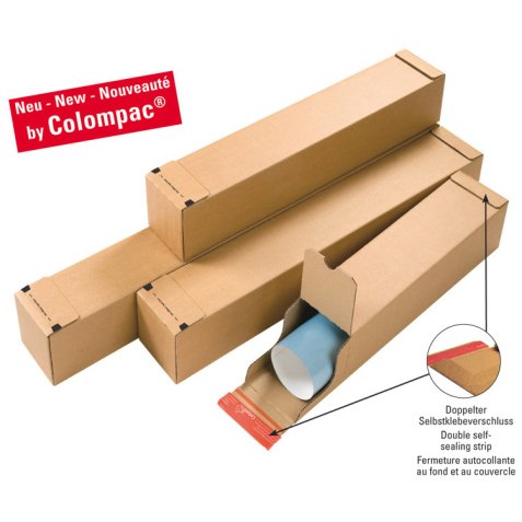 Boîte d'expédition Longue simple cannelure Brun, fermeture autocollante L70,5 x H10,8 x P10,8 cm