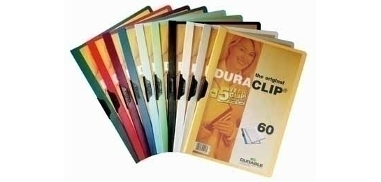 Chemise de présentation Duraclip 60 à clip, couverture transparente - 1-60 feuilles A4 - Assortis