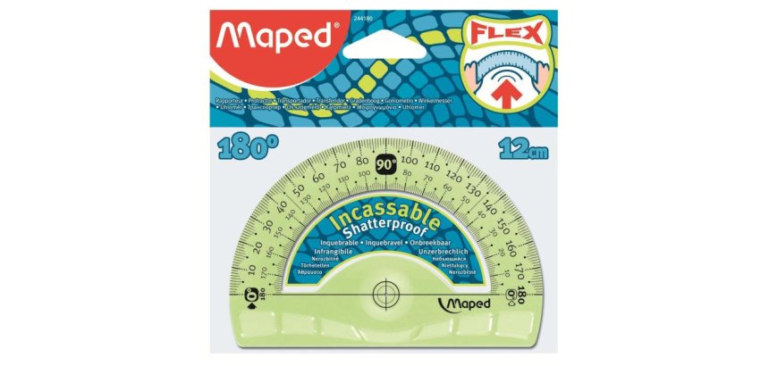 Rapporteur demi-circulaire Flex 180 degrés, 120 mm