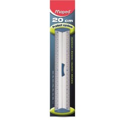 Règle maped 20cm double décimètre embouts protect system anti-bruit aluminium anodisé résistance optimale