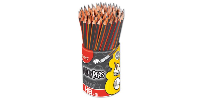 Crayon BLACK'PEPS, avec gomme, pot de 72