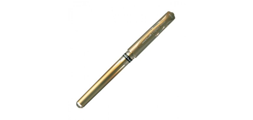 Stylo-bille uniball signo broad écriture large 0.8mm pointe 1mm grip caoutchouc encre gel résistante eau lumière or
