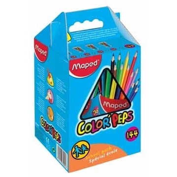 Schoolpack 144 crayons de couleur SchoolPeps assortis