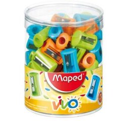 Taille-crayon maped vivo sans réservoir 1 usage coloris vifs assortis bleu rouge vert