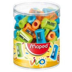 Taille-crayon maped vivo sans réservoir 1 usage coloris vifs assortis bleu rouge vert