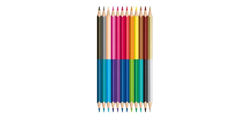 Crayon couleur maped color pep's duo 2 en 1 mine tendre résistante coloris lumineux 1 crayon or/argent étui carton 12u