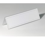 Chevalet porte-nom, en forme de toit, en plastique