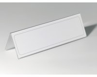 Chevalet porte-nom, en forme de toit, en plastique
