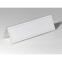 Chevalet porte-nom, en forme de toit, en plastique