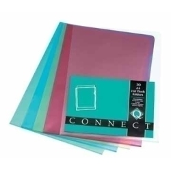 Pochette coin q-connect polypropylène grainé économique 12/100e coloris assortis transparent sachet 10 unités