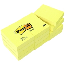 Lot de 12 blocs repositionnables de 100 feuilles 38 x 51 mm Jaune 653E