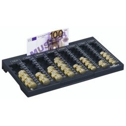 Planche de comptage Euroboard L - 8 compart pièces+1 rangemt billets - L324 x H34 x P190 mm