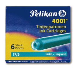 Cartouche pelikan courte standard turquoise étui 6 unités