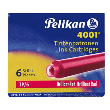 Cartouche pelikan courte standard rouge étui 6 unités