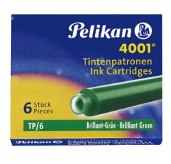 Cartouche pelikan courte standard vert étui 6 unités