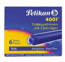 Cartouche pelikan courte standard bleu effaçable étui 6 unités