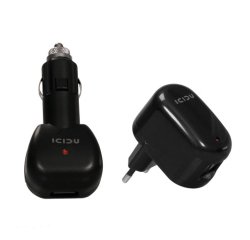 ICIDU PI-707713 Caricabatterie per dispositivi mobili Nero AC, Accendisigari Auto, Interno, Esterno