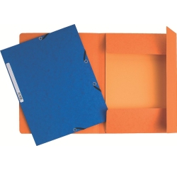 Chemise exacompta 3 rabats carte lustree 355gr a4        fermeture elastique etiquette coloris assortis lot 10