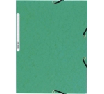 Chemise exacompta 3 rabats carte lustree 355gr a4        fermeture elastique etiquette coloris vert lot 10 unites