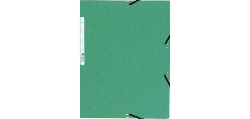 Chemise exacompta 3 rabats carte lustree 355gr a4        fermeture elastique etiquette coloris vert lot 10 unites