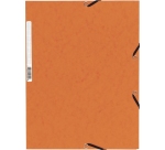 Chemise exacompta 3 rabats carte lustree 355gr a4        fermeture elastique etiquette coloris orange lot 10 unites