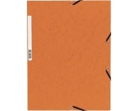 Chemise exacompta 3 rabats carte lustree 355gr a4        fermeture elastique etiquette coloris orange lot 10 unites