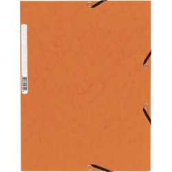 Chemise exacompta 3 rabats carte lustree 355gr a4        fermeture elastique etiquette coloris orange lot 10 unites