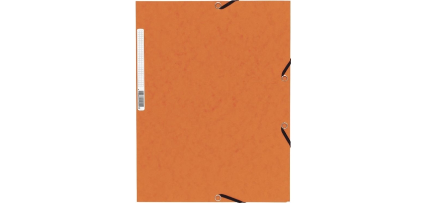 Chemise exacompta 3 rabats carte lustree 355gr a4        fermeture elastique etiquette coloris orange lot 10 unites