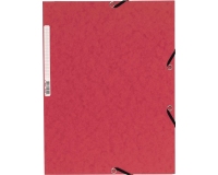 Chemise exacompta 3 rabats carte lustree 355gr a4        fermeture elastique etiquette coloris rouge lot 10 unites