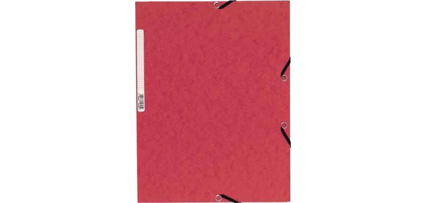 Chemise exacompta 3 rabats carte lustree 355gr a4        fermeture elastique etiquette coloris rouge lot 10 unites