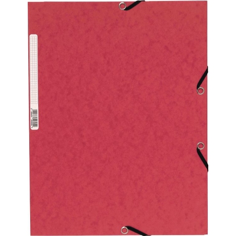 Chemise exacompta 3 rabats carte lustree 355gr a4        fermeture elastique etiquette coloris rouge lot 10 unites