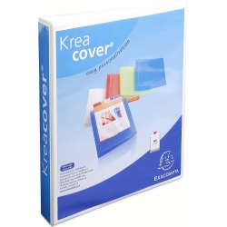 Classeur personnalisable KREACOVER 3 faces 4 anneaux Ø30 mm en D. En polypropylène Blanc.