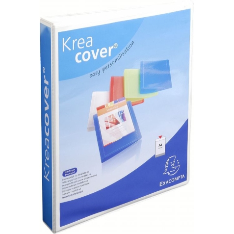 Classeur personnalisable KREACOVER 3 faces 4 anneaux Ø30 mm en D. En polypropylène Blanc.