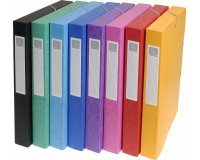 Boîte de classement Exabox en carte lustrée 7/10e dos  2,5 cm - Coloris assortis