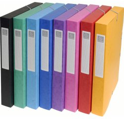 Boîte de classement Exabox en carte lustrée 7/10e dos  2,5 cm - Coloris assortis