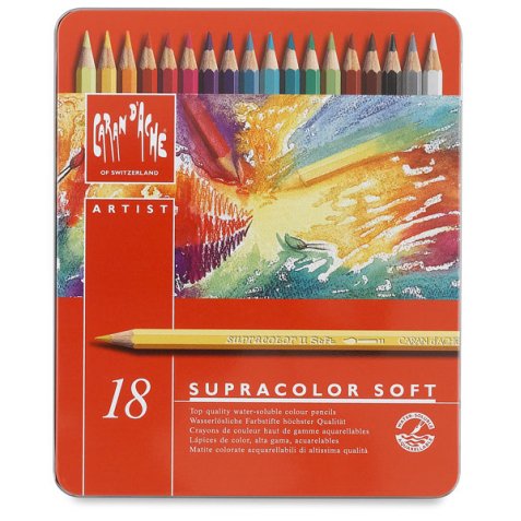 Boîte métal de 18 crayons de couleur Aquarellables SUPRACOLOR