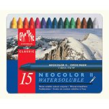 Boîte métal de 15 couleurs assorties Pastel à la cire aquarellable CLASSIC NEOCOLOR II