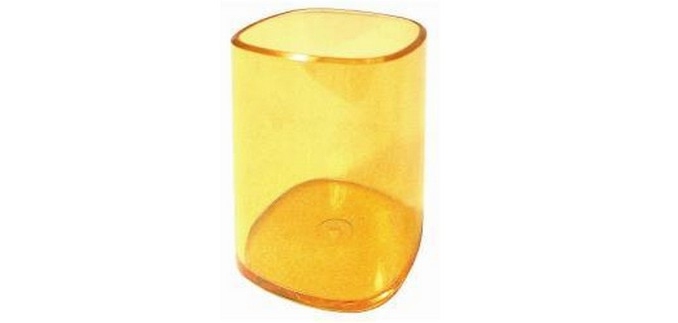 Portapenne a bicchiere - 6,5 x 6,5 x 9,5 cm - trasparente arancio - Arda