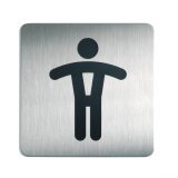 Plaque Picto carré Toilettes Hommes en acier brossé inoxydable - 15 x 15 cm - Argent métallisé