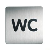 Panneau Toilettes Carré WC - 150x150mm - Acier Brossé