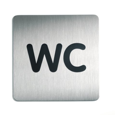 Plaque de porte WC carrée en alu brossé 150x150mm