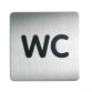 Plaque de porte WC carrée en alu brossé 150x150mm