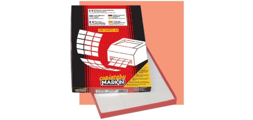 Etichette adesive C/502 - in carta - permanenti - 105 x 72 mm - 8 et/fg - 100 fogli - bianco - Markin