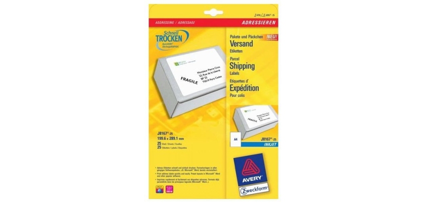 Etiquette d'expédition, 199,6 x 289,1 mm, blanc