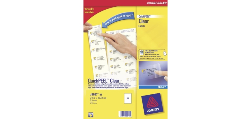 Avery J8567-25 printer label Transparent